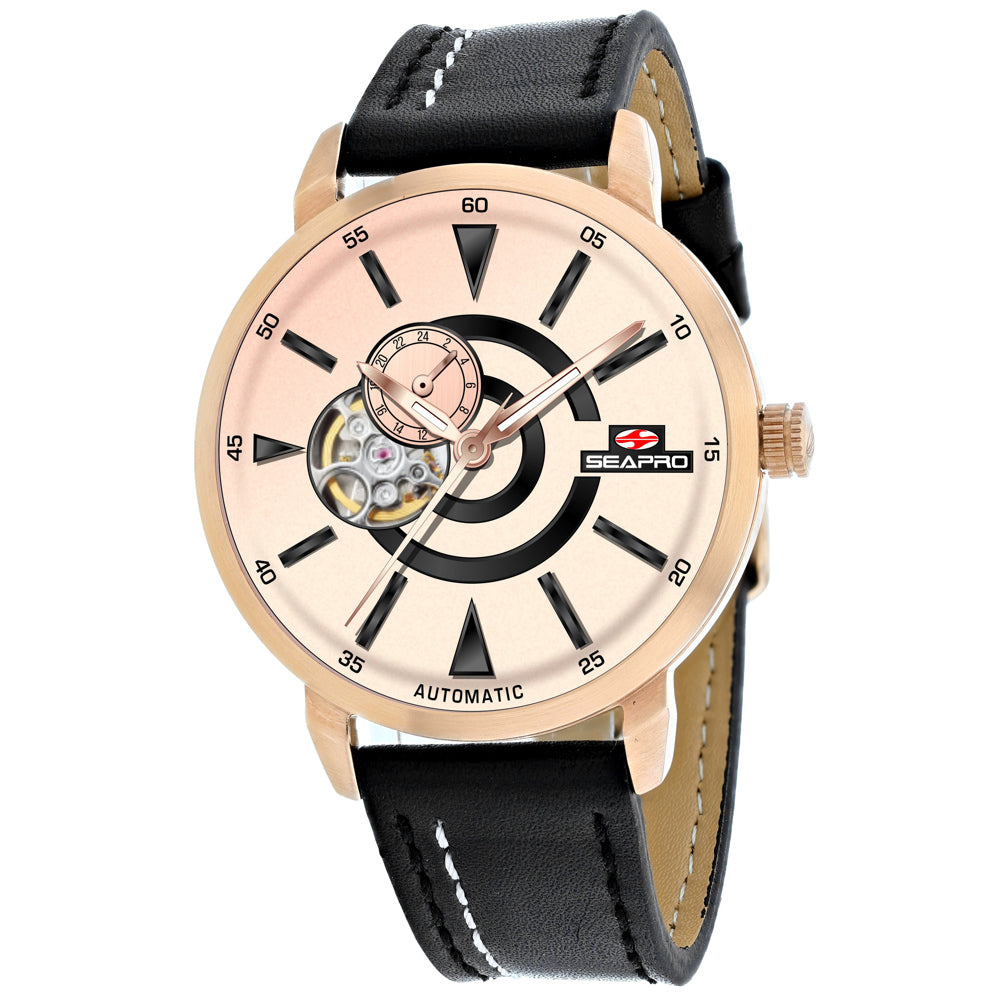 Reloj Elíptico para Hombre Seapro - Oro Rosa y Cuero
