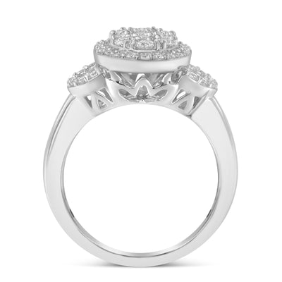 10K White Gold 1.0 Cttw Diamond Oval Cluster Halo Ring - Size 7