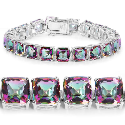 Pulsera de Cuarzo Arcoíris Genuino de 48.93 Quilates en Plata Esterlina .925