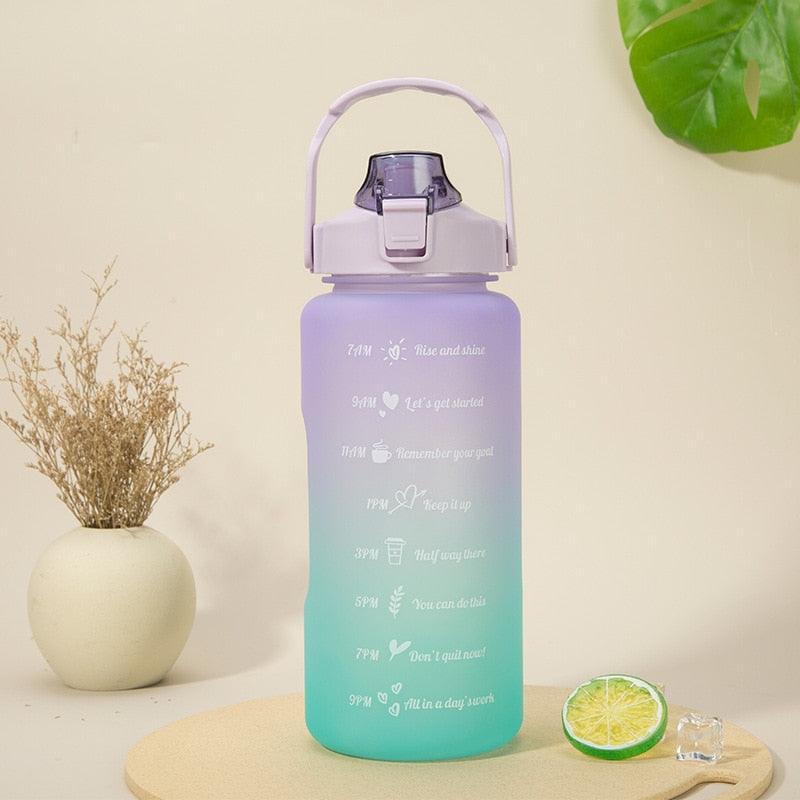 2L Eco-Friendly Water Bottle with Straw and Time Marker - Perfect for Fitness and Travel - Korvel