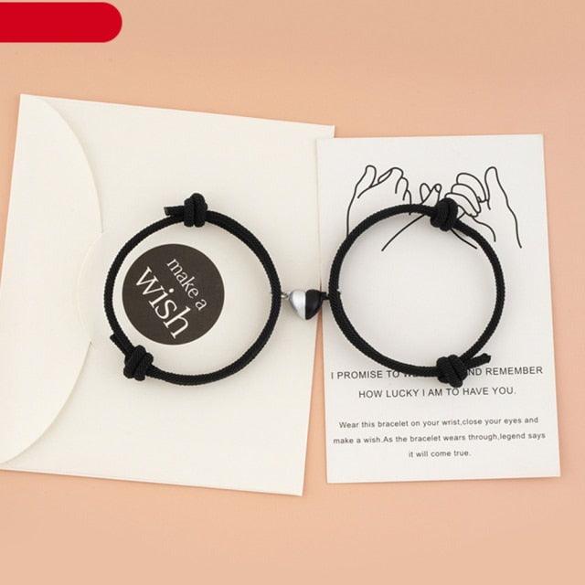 Bracelets de couple magnétiques - Ensemble de bijoux en pendentif cœur