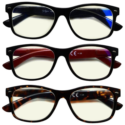 Pack de 3 lunettes de lecture classiques avec filtre de lumière bleue UV109