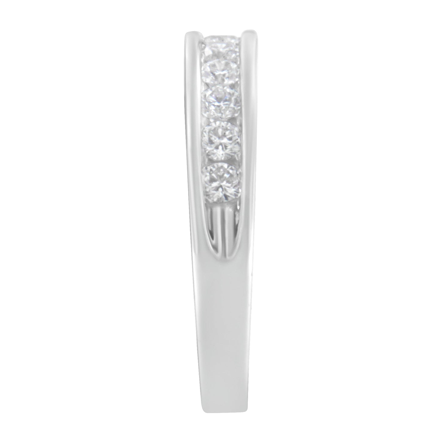 Bague en Or Blanc 18 Carats avec Diamants Ronds en Canaux