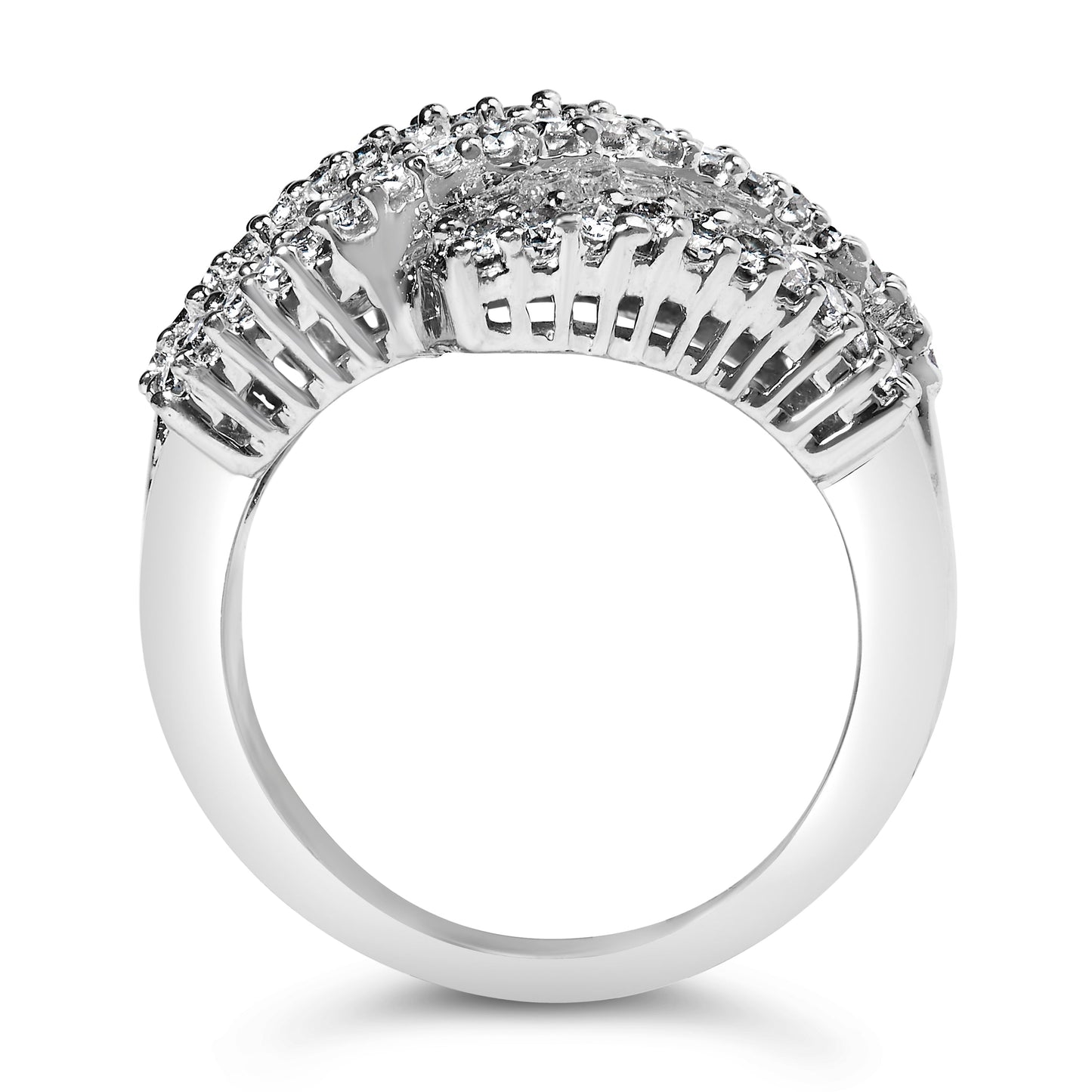 Anillo de cóctel de diamantes de oro blanco de 14K - Talla 6-1/2