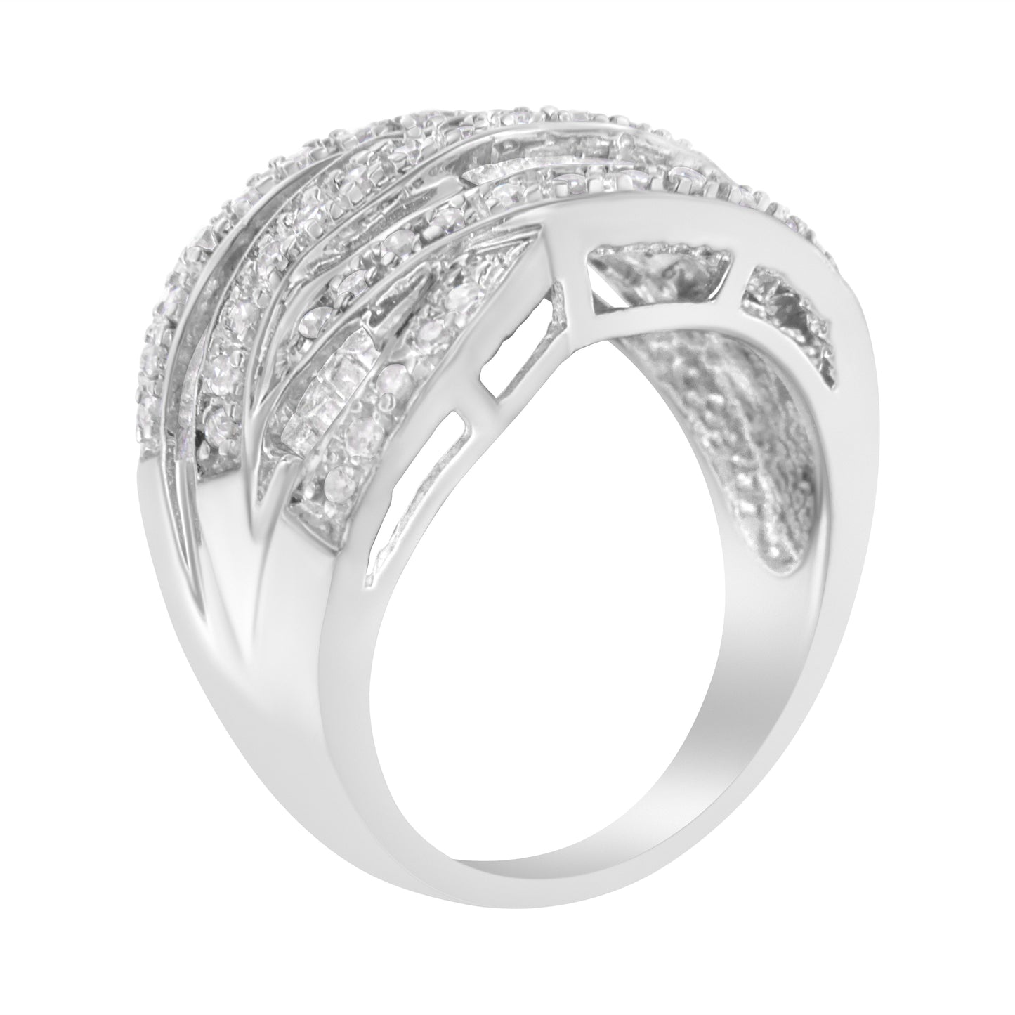 Anillo de Bypass de Diamantes en Plata Esterlina .925 - Talla 7