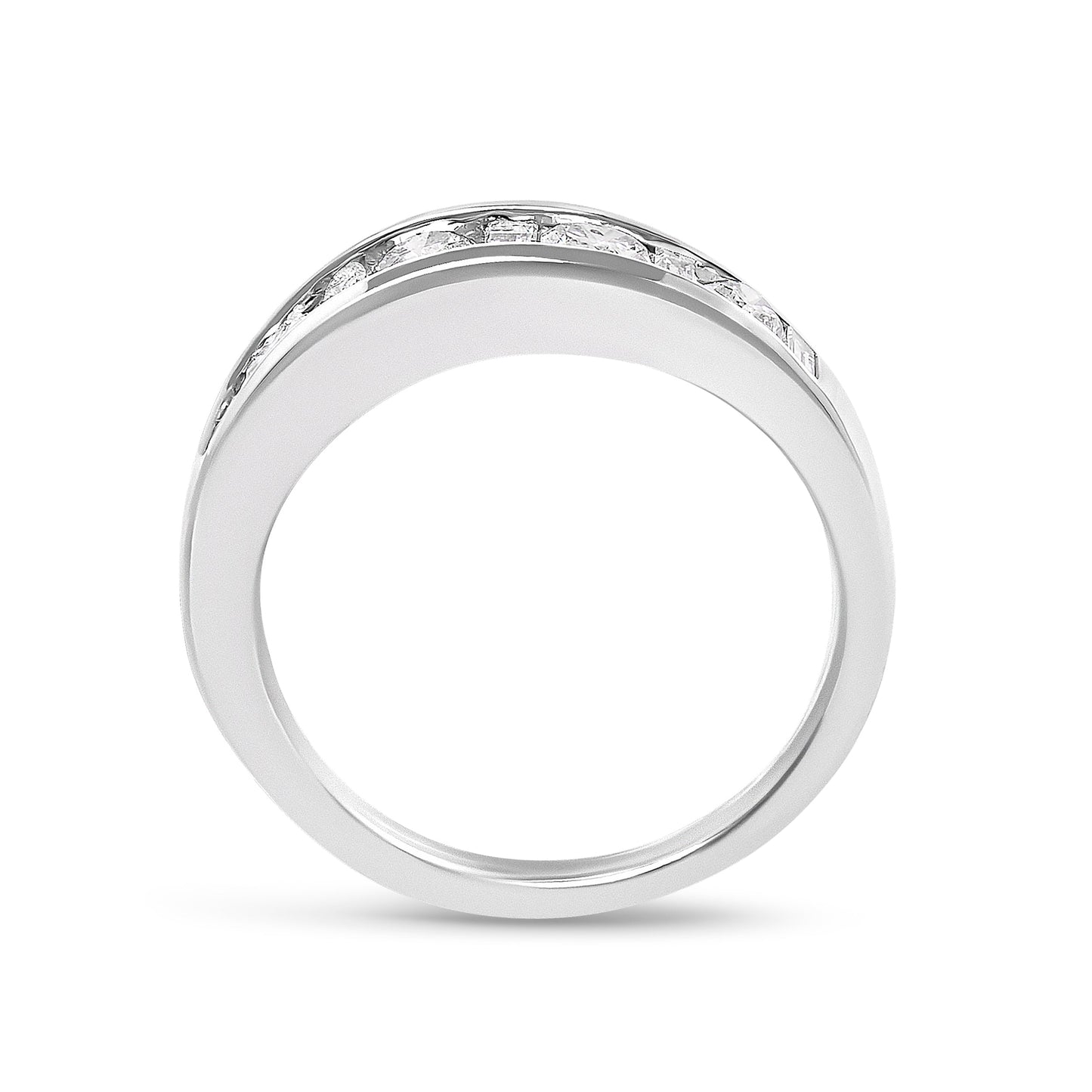 14K White Gold Diamond Channel Band Ring - 1.0 Cttw