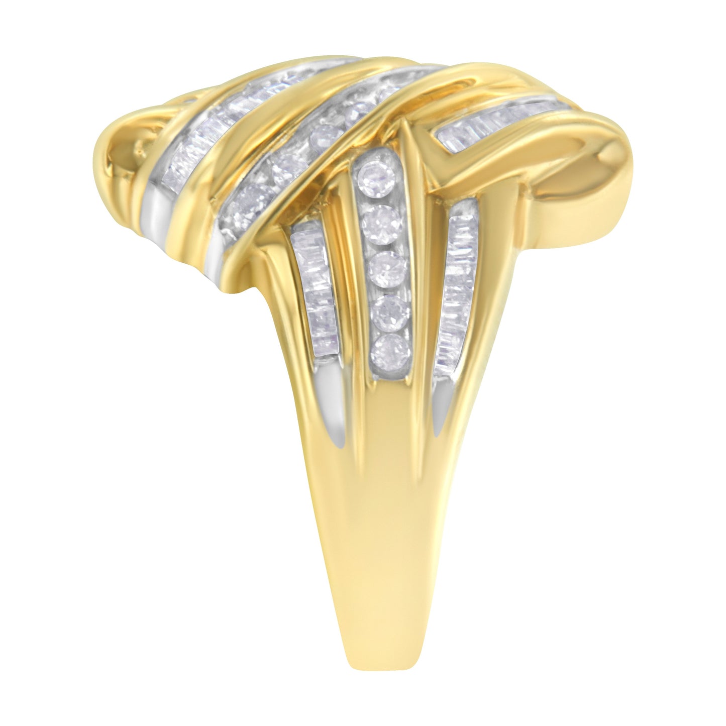 Anillo Bypass de Diamante de Oro Amarillo de 10K con 1.0 cttw