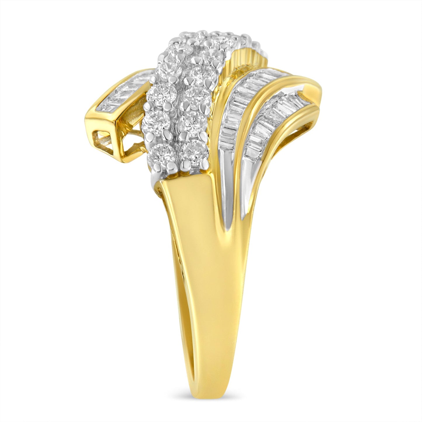 Bague de déclaration en diamant de style bypass en or jaune 10K - Taille 6