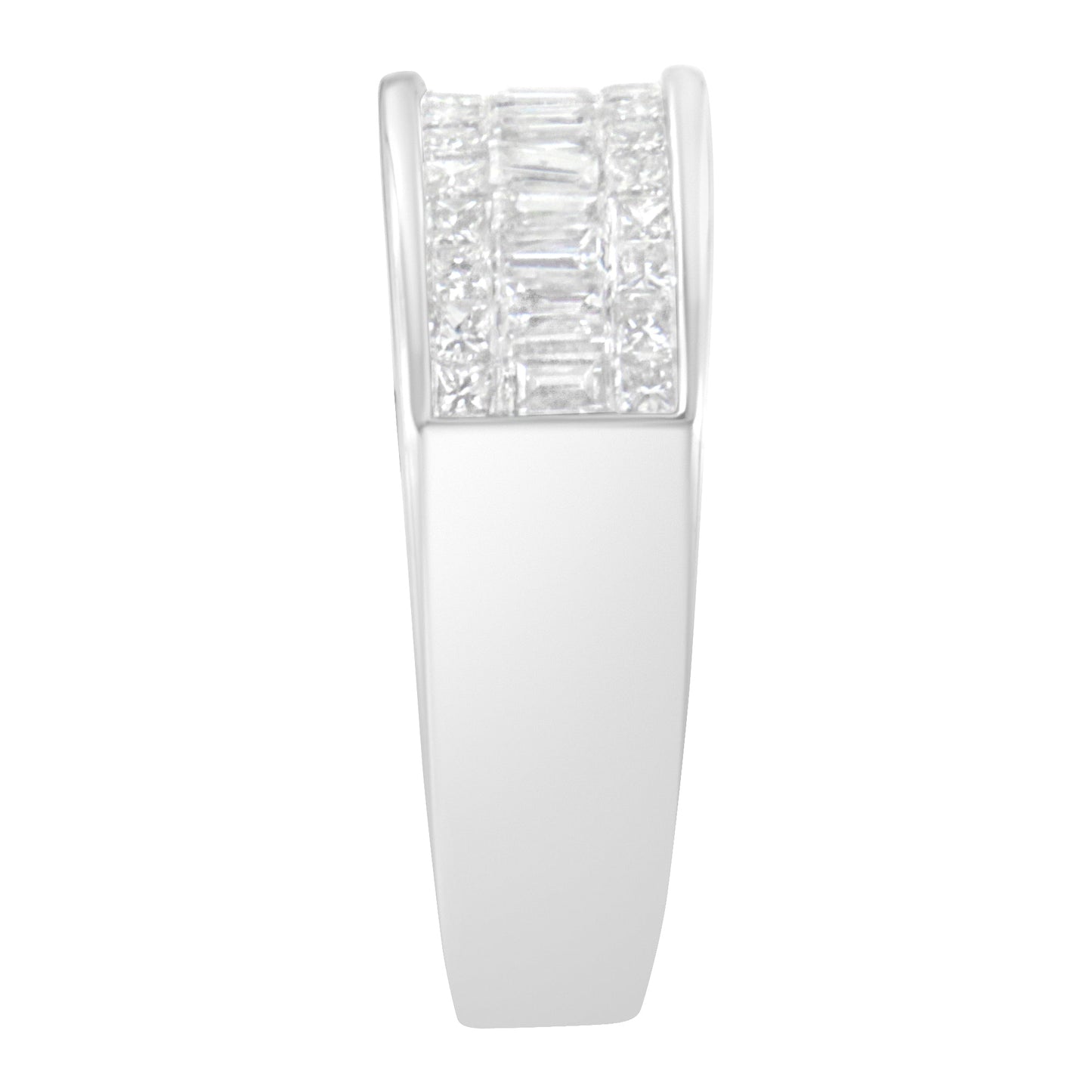 Bague de fiançailles en diamant princesse et baguette en or blanc 14K - Taille 6