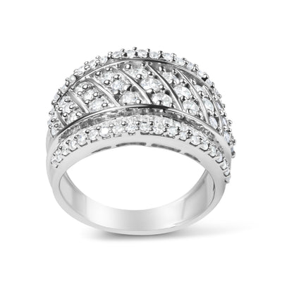 .925 Sterling Silver 2.00 Cttw Diamond Multi Row Cocktail Ring - Size 7