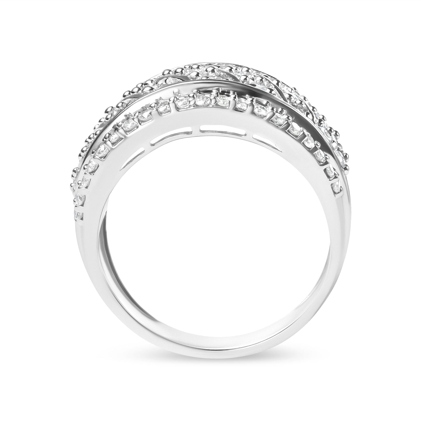 Bague cocktail multi rangs en diamant en argent sterling .925 de 2,00 cttw - Taille 7