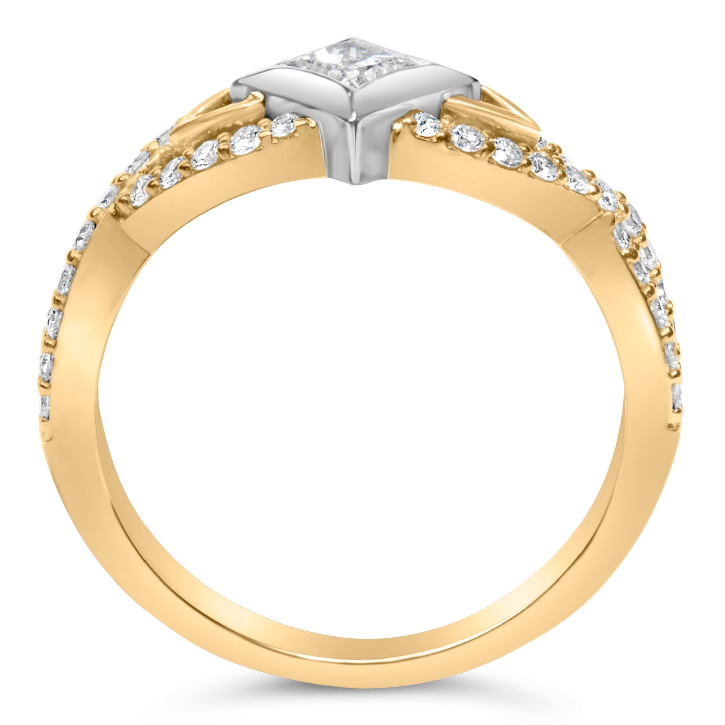 Anillo de Compromiso de Diamante en Forma de Cometa y Shank Torcido de 10K en Dos Tonos