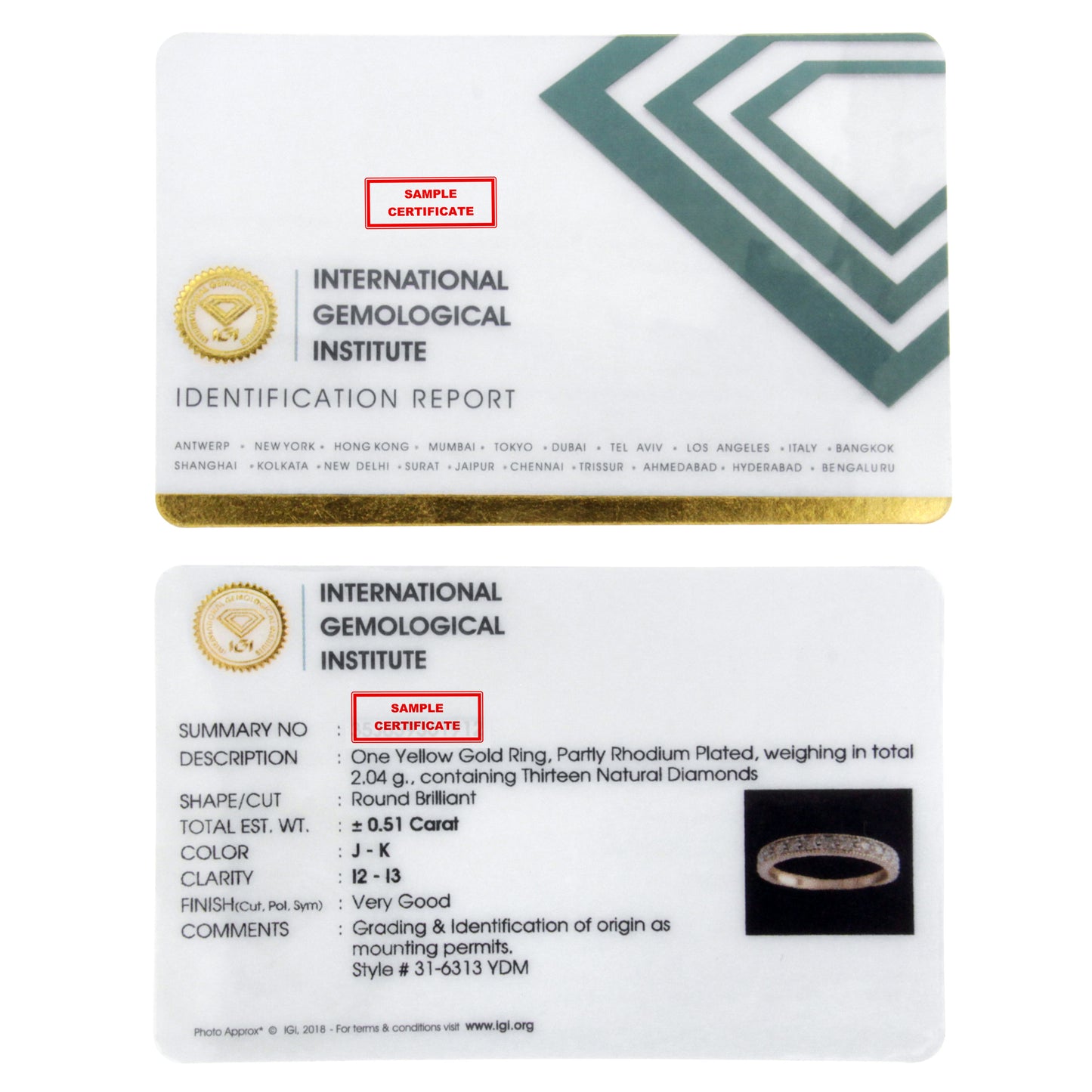 IGI Certified 1/2 Cttw Diamond 10K Yellow Gold Band Ring - Size 7