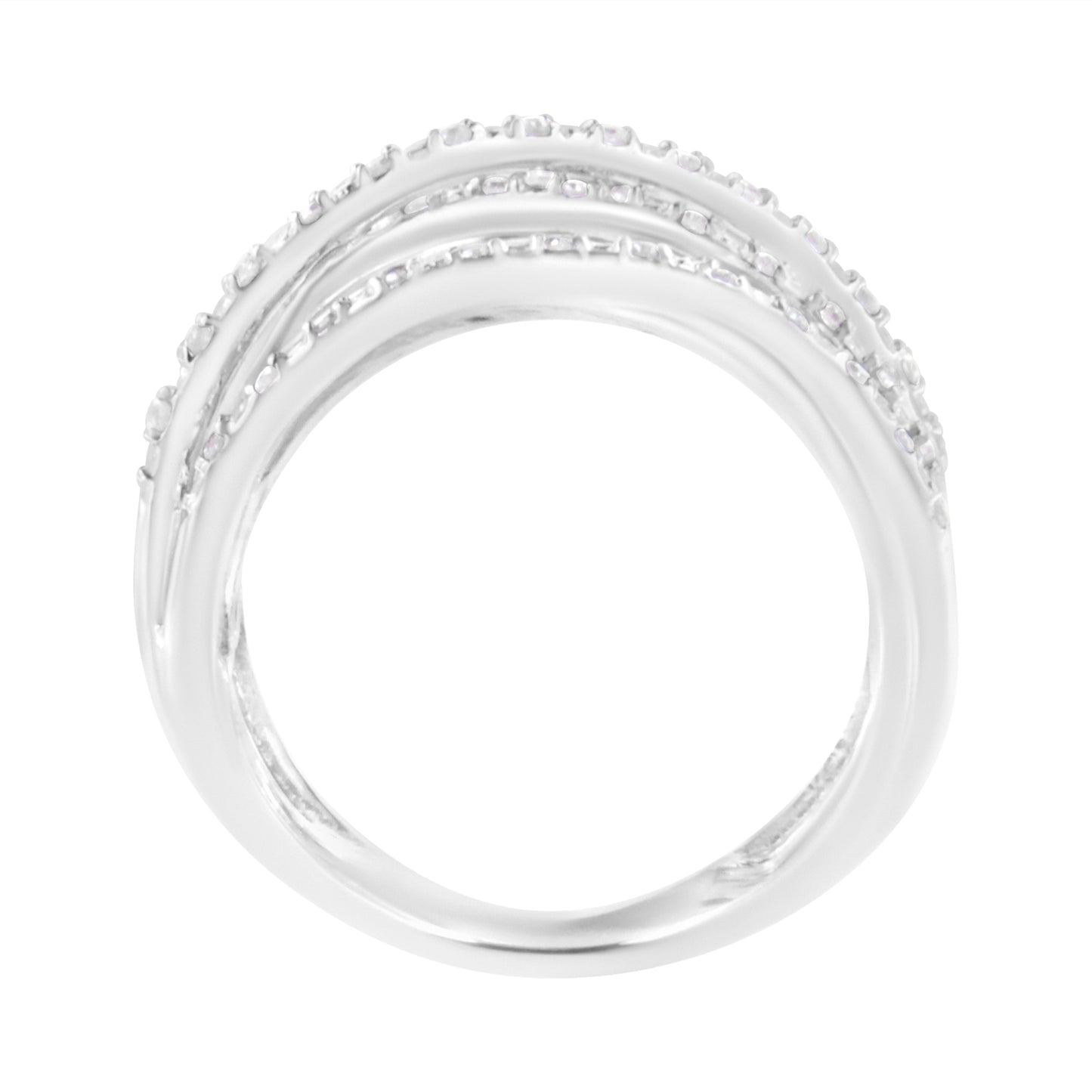 .925 Sterling Silver 1/4 Cttw Round-Cut Diamond Bypass Ring - Size 7