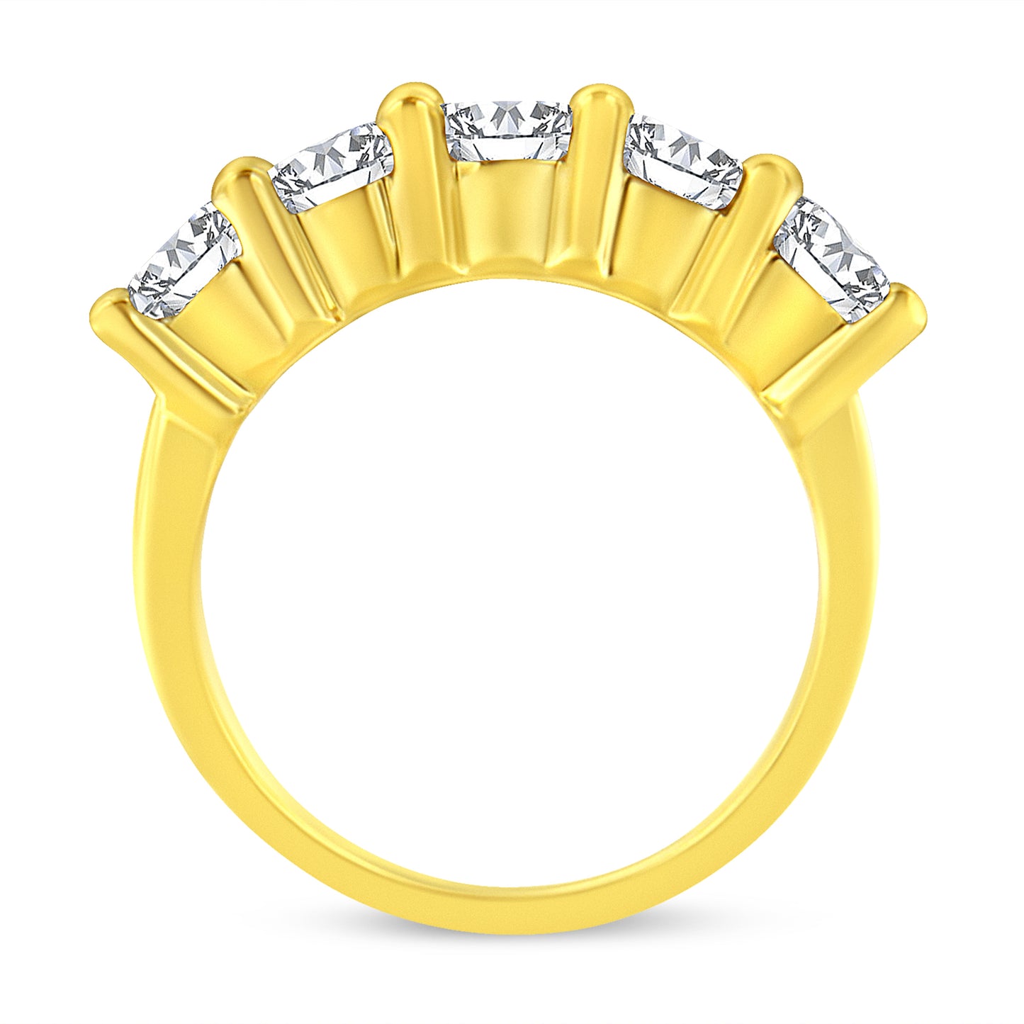Bague de mariage en argent sterling plaqué or jaune 14K avec 2,0 carats de diamants en 5 pierres - T