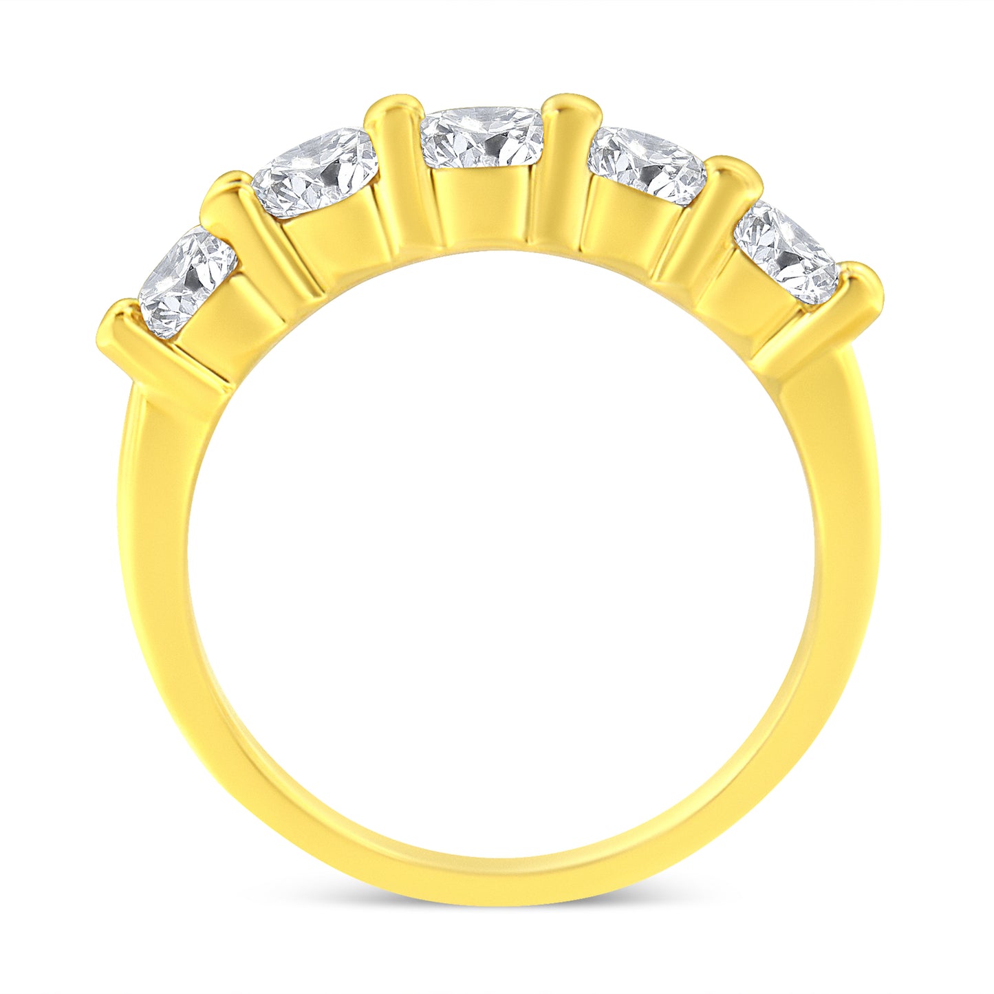 14K Yellow Gold Plated Sterling Silver Diamond Wedding Band - Size 7