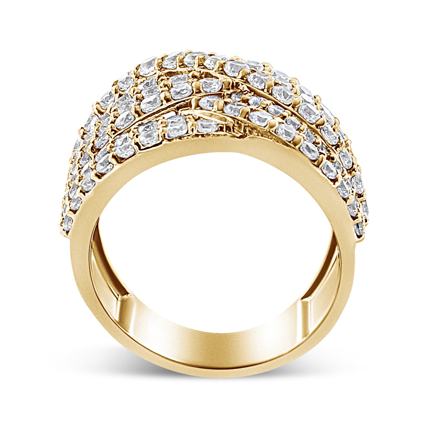 Anillo de cruce con diamantes de 10K en oro amarillo de 3.0 cttw - Talla 7