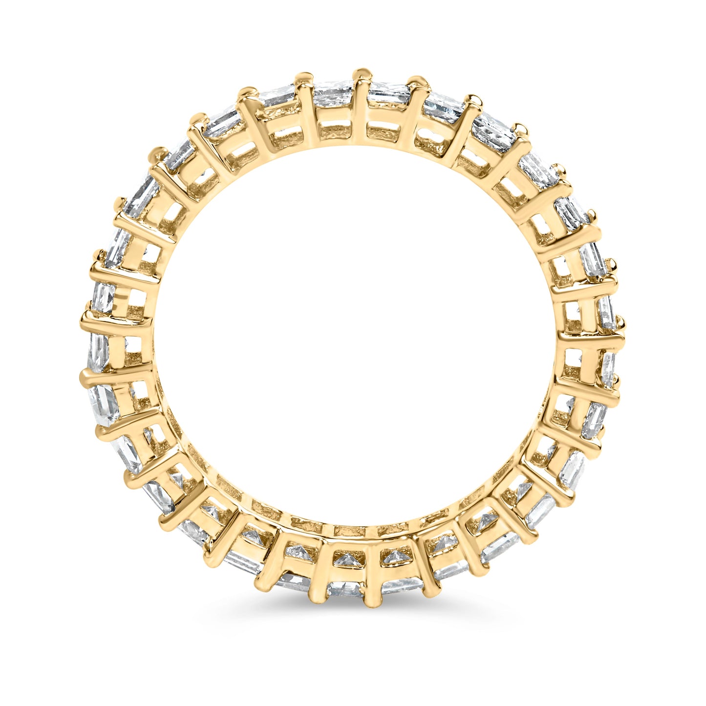 Anillo Eternidad de Diamantes Corte Princesa en Oro Amarillo de 14K - Talla 7
