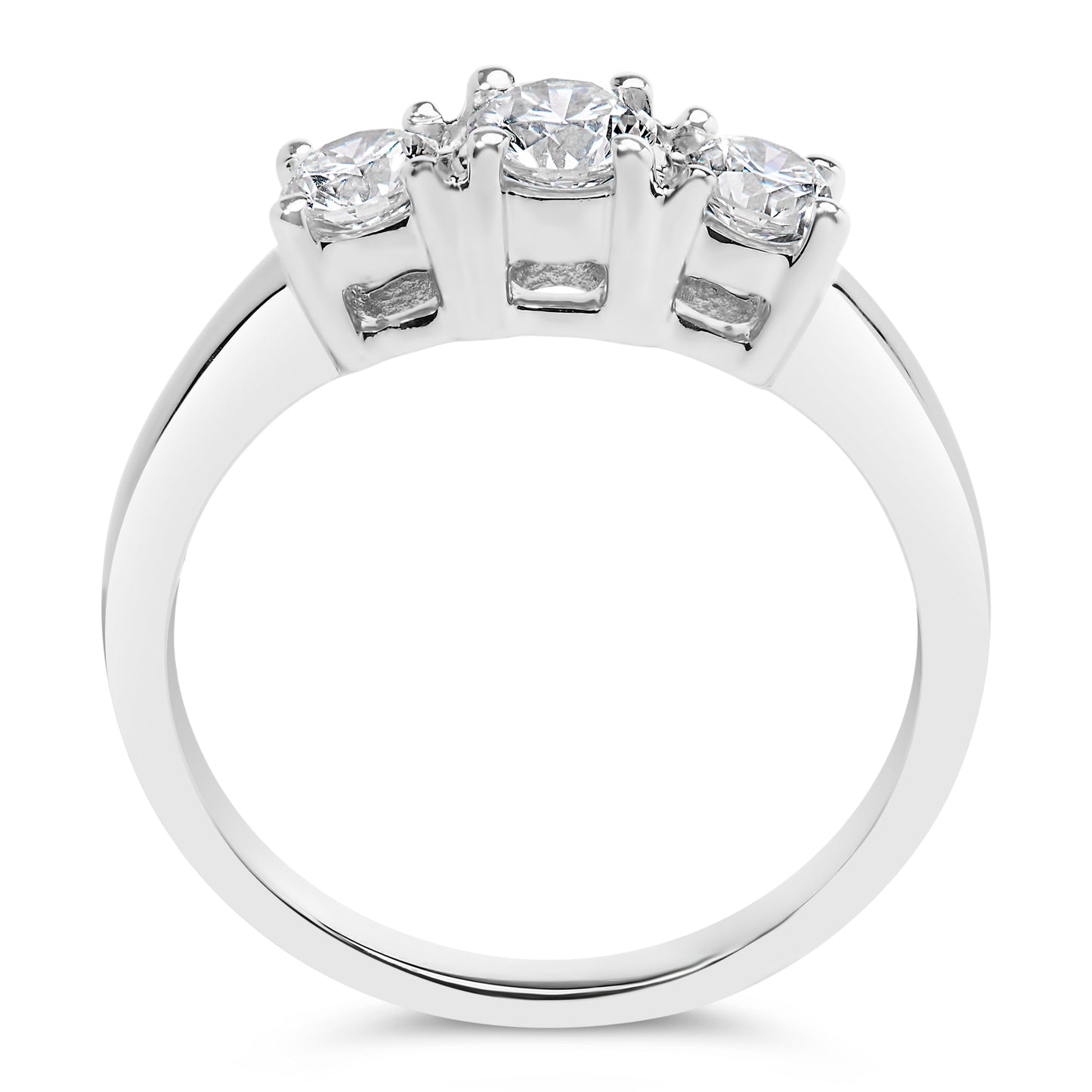 Anillo de Compromiso de Diamante Creado en Laboratorio de 3 Piedras en Oro Blanco de 14K - Talla 7