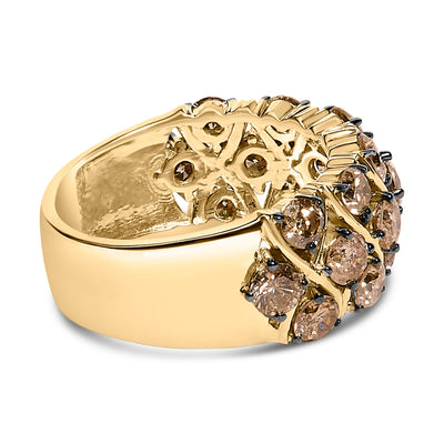 10K Yellow Gold Plated .925 Sterling Silver Champagne Diamond Ring - Size 7