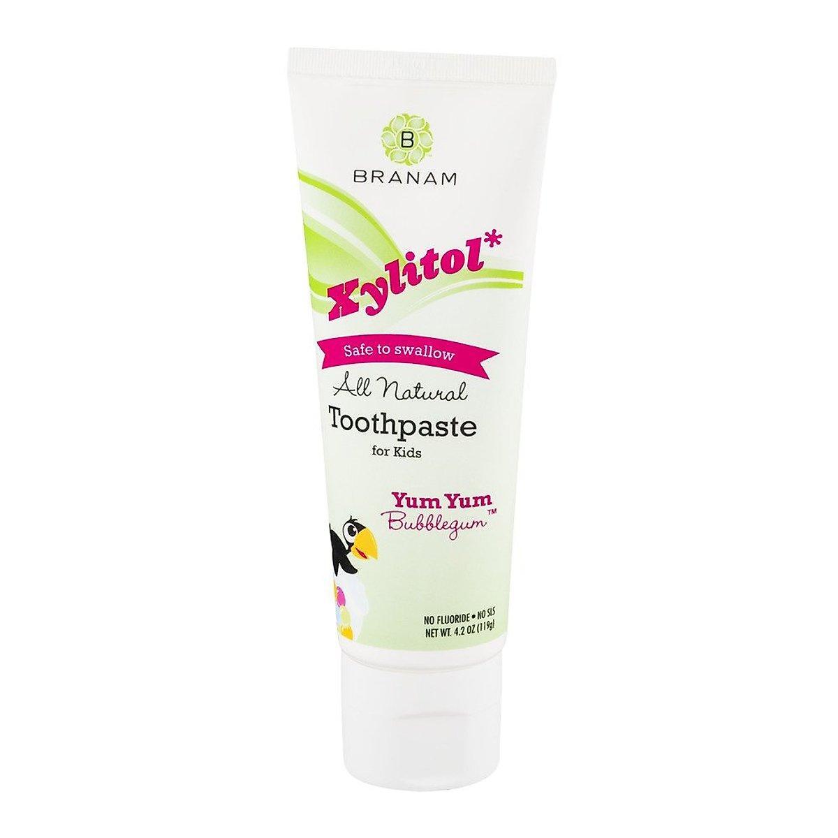 Pasta de Dientes Natural de Xilitol para Niños de Dr. Branam, Sabor Chicle, 4 Oz