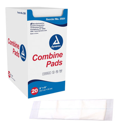 Dynarex Sterile Combine Pad 5" x 9" - 20 Pack