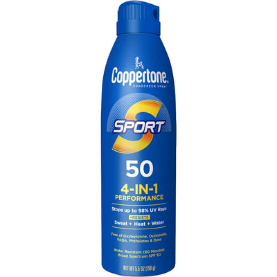 Coppertone Sport Sunscreen Spray, Broad Spectrum SPF 50 - 5.5 Oz