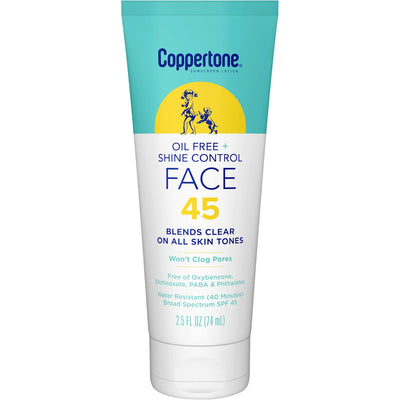 Coppertone Sunscreen Lotion, Oil Free + Shine Control, SPF 45