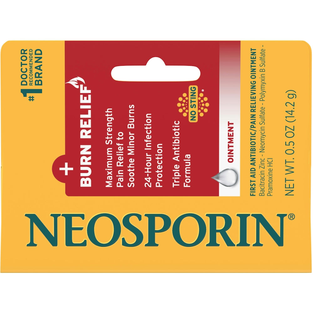 Ungüento antibacteriano para alivio de quemaduras Neosporin, 0.5 onzas