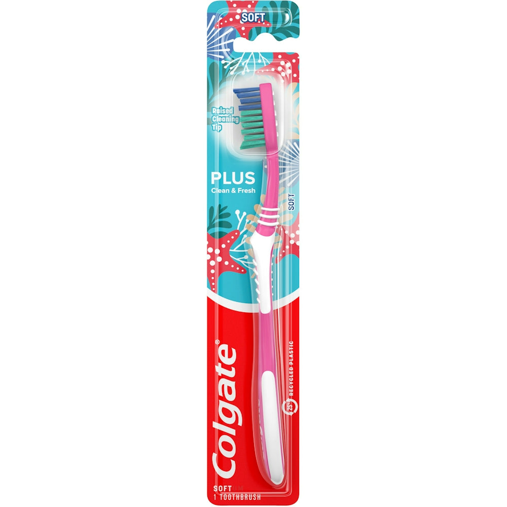 Cepillo de dientes manual Colgate Plus - Cabezal completo, cerdas suaves