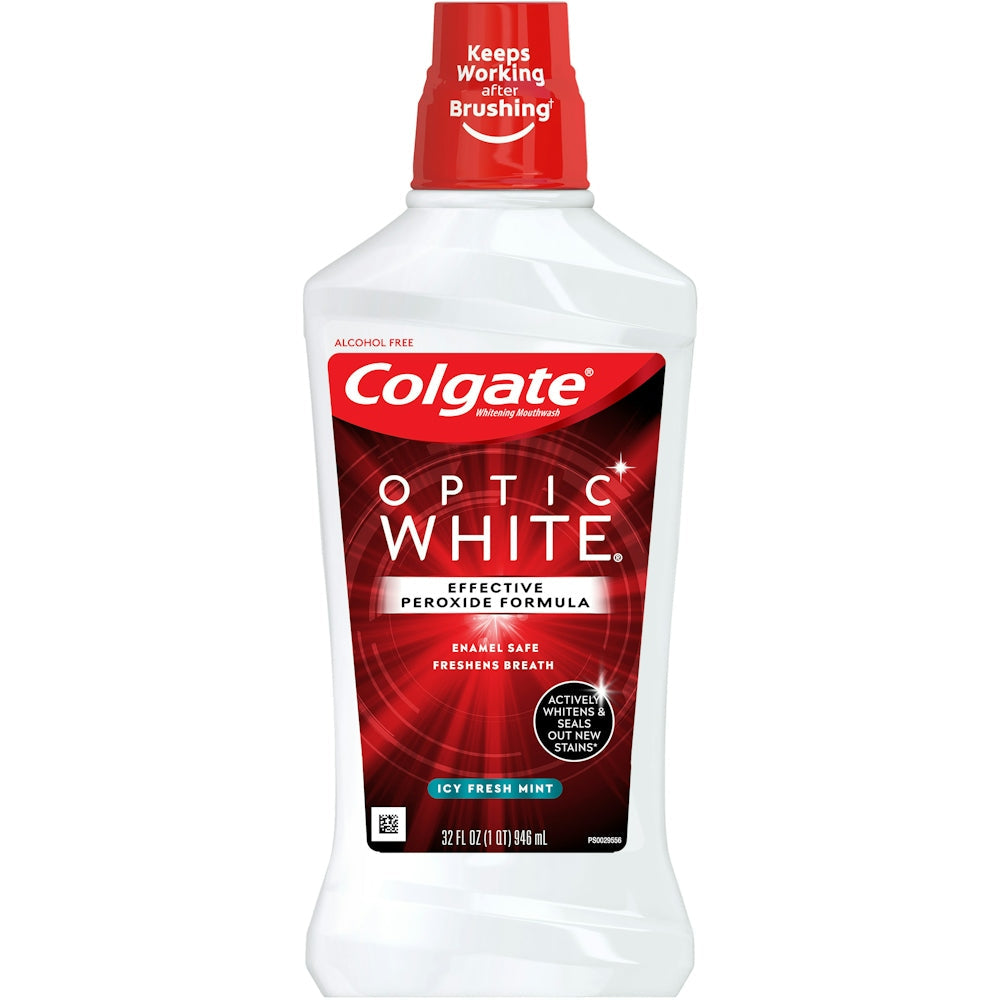 Colgate Optic White Bain de Bouche Éclaircissant, Menthe Fraîche - 30 Fl Oz