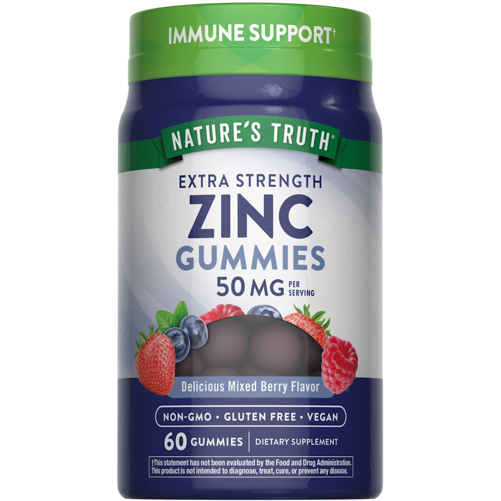 Nature's Truth Extra Strength Zinc Gummies - 50 Mg, Mixed Berry Flavor