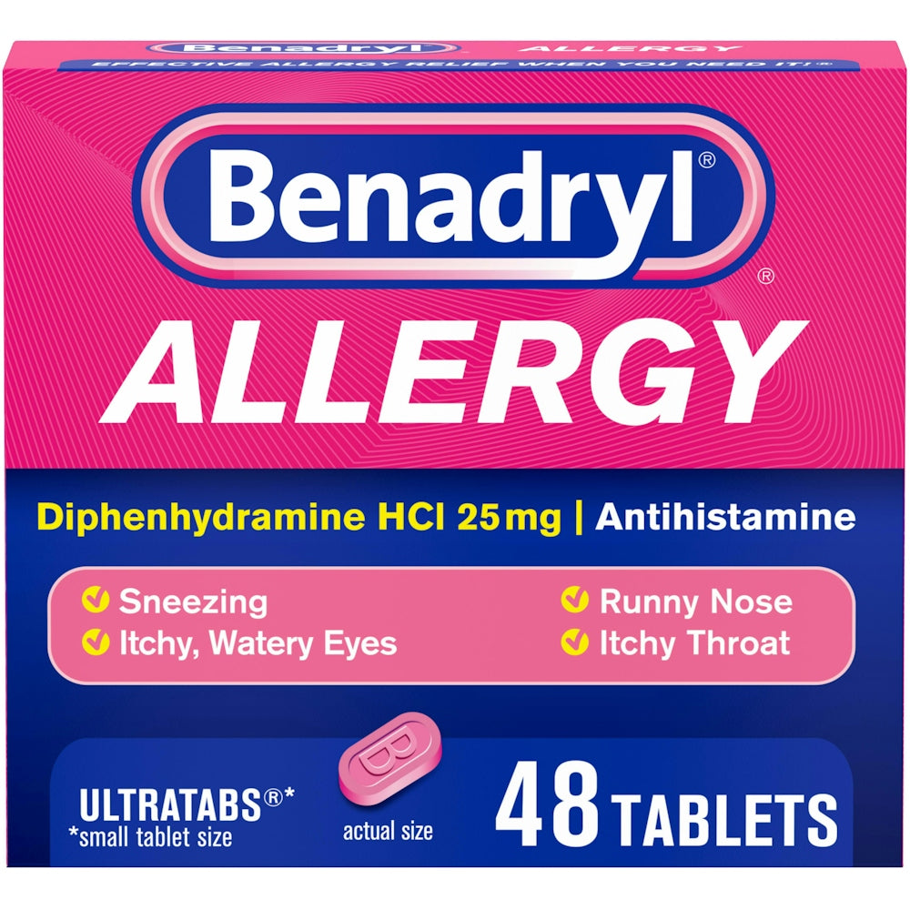 Tabletas para el Alivio de Alergias Benadryl 25mg - 48 Contenido