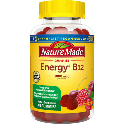 Nature Made Energy B12 Gummies, 1000 Mcg, Cherry & Mixed Berry