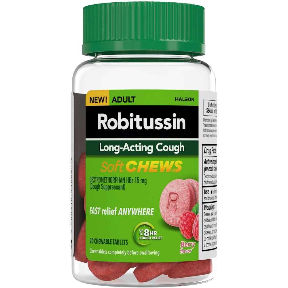 Tabletas masticables para la tos de acción prolongada Robitussin - Sabor a bayas