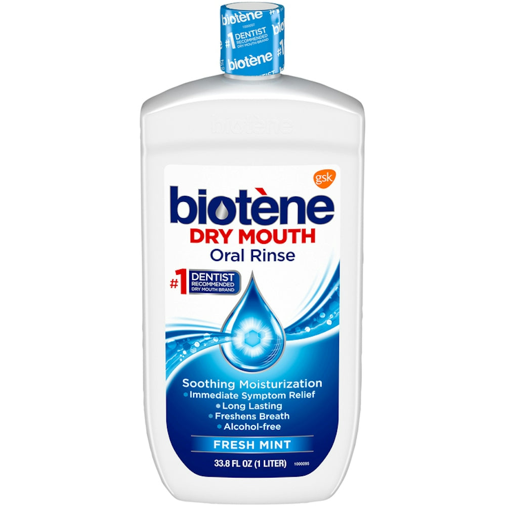 Enjuague bucal Biotene para boca seca, menta fresca - 33.8 Fl Oz