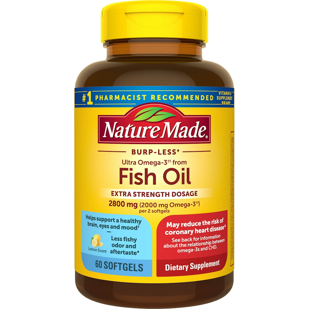Nature Made Omega 3 Aceite de Pescado Extra Fuerte 2800 Mg, 60 Cápsulas Blandas