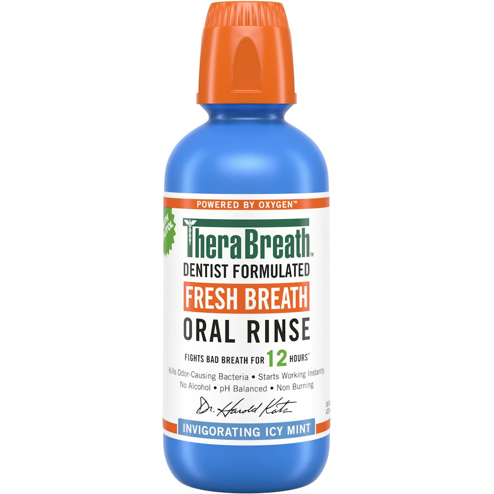 TheraBreath Enjuague Bucal - Menta Helada Fresca 16 Fl Oz