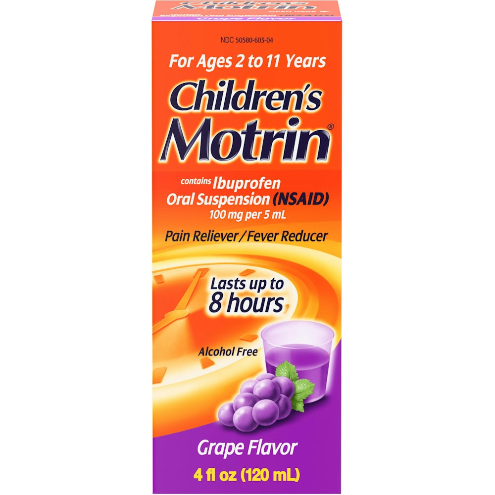 Suspensión Oral de Ibuprofeno para Niños Motrin Sabor Uva - 4 Oz