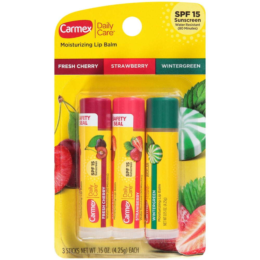 Baume à lèvres Carmex Daily Care, saveurs assorties, SPF 15 - 3 unités
