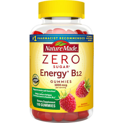 Gommes de vitamine B12 énergétiques Nature Made sans sucre - Saveur framboise