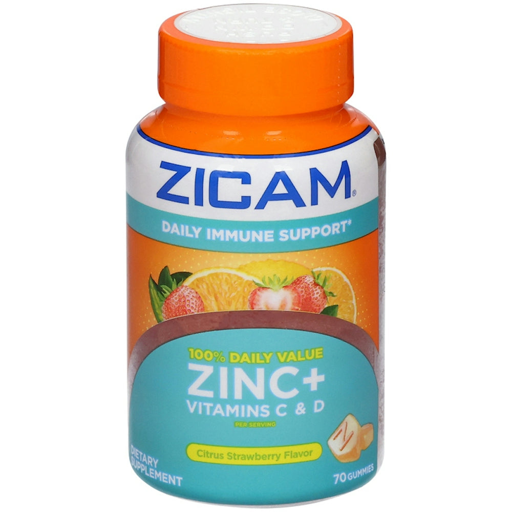 Zicam Zinc + Vitamin C & D Gummies - Citrus Strawberry Flavor