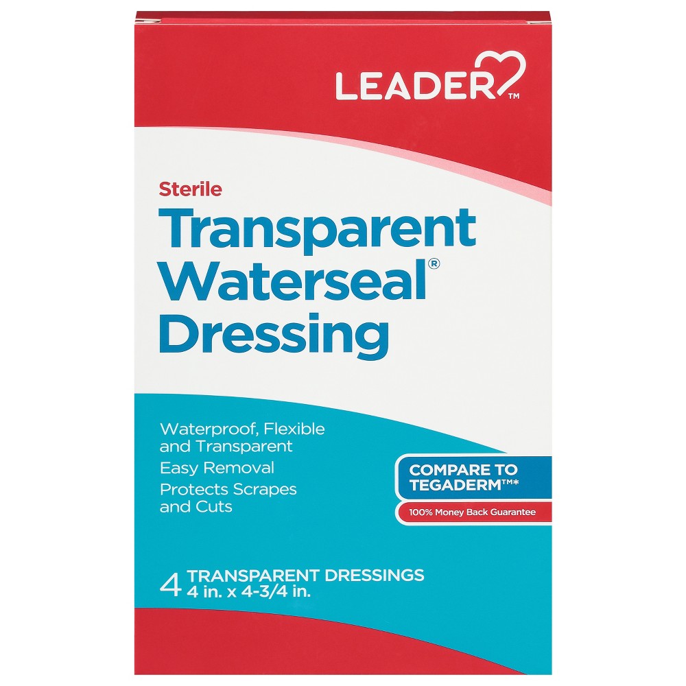Dressing transparente Leader™ Waterseal - 4" x 4.75" - 8 unidades