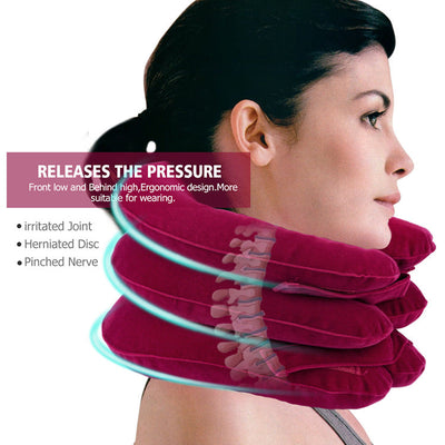 HailiCare Swan Neck Correction Artifact Cervical Traction Inflatable Portable Full Velvet Neck Guard - Korvel