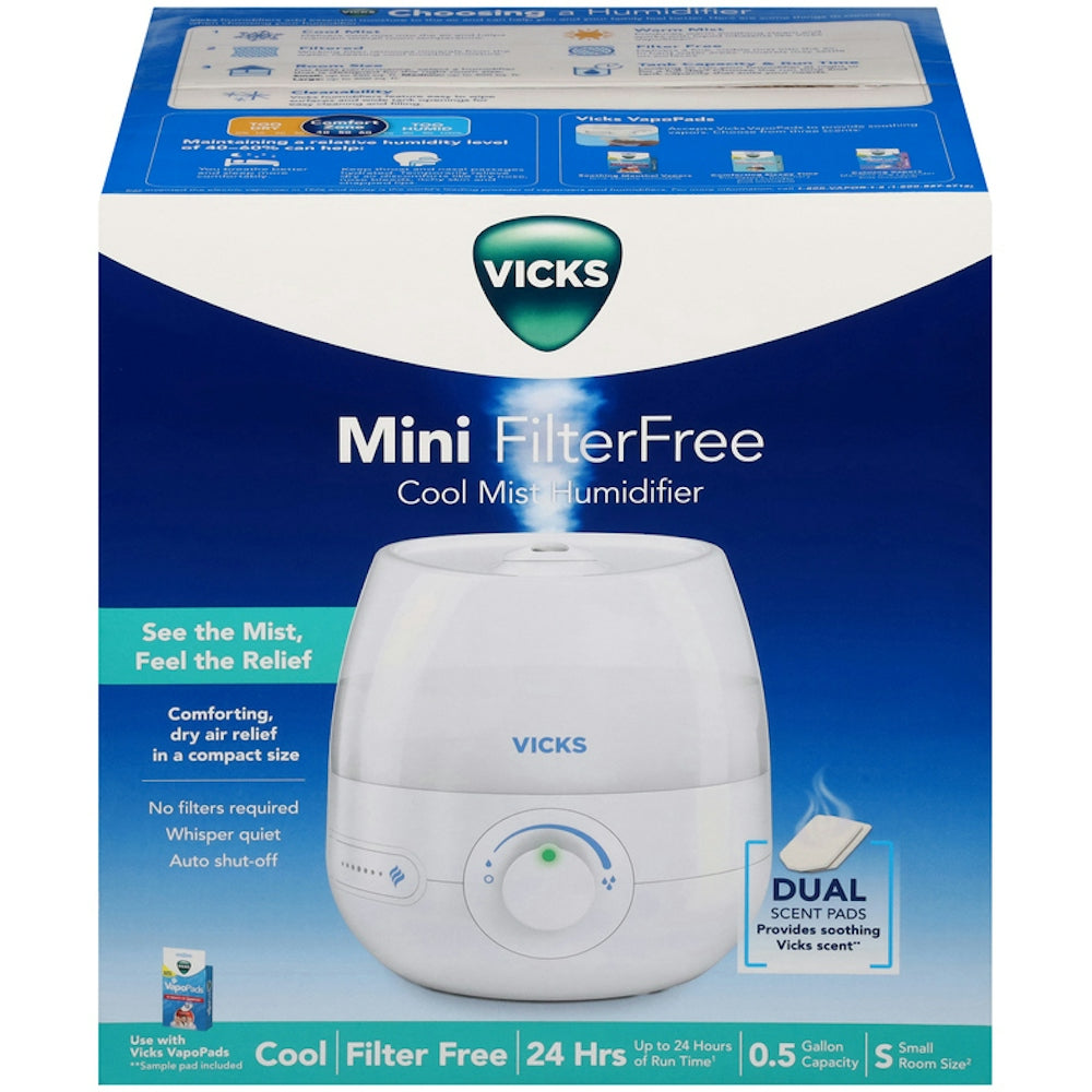 Vicks Mini Cool Mist Humidifier for Small Rooms