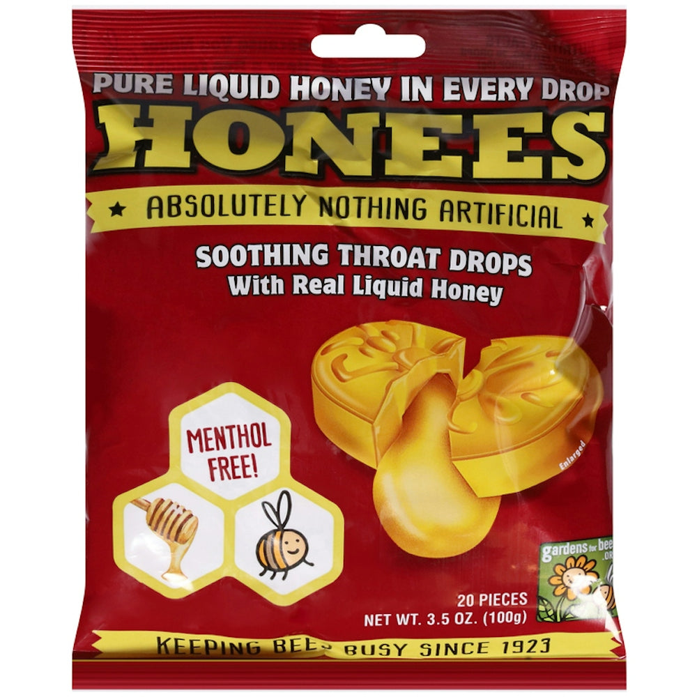 Honees Throat Drops with Real Liquid Honey