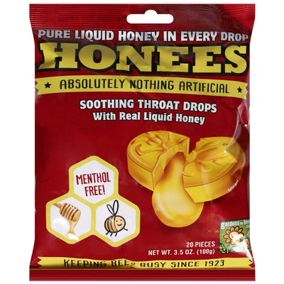 Honees Throat Drops with Real Liquid Honey