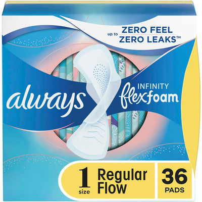 Always Infinity Size 1 Regular Pads with Wings - 36 ct