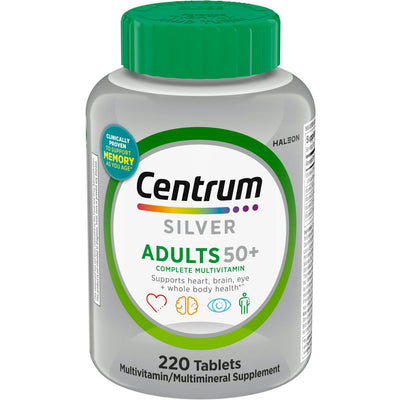 Tabletas Multivitamínicas Centrum Silver para Adultos 50+, 220 Contenido