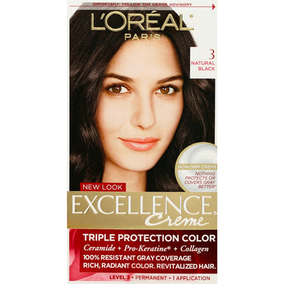 Excellence L'Oreal Paris Triple Protection Hair Color, 3 Natural Black